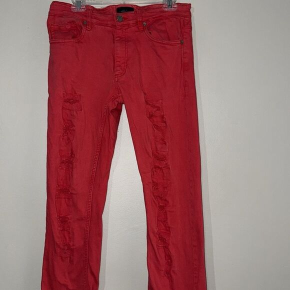 Bleeker & Mercer slim skinny fit distressed denim jeans size 32 x 30l - Picture 2 of 9